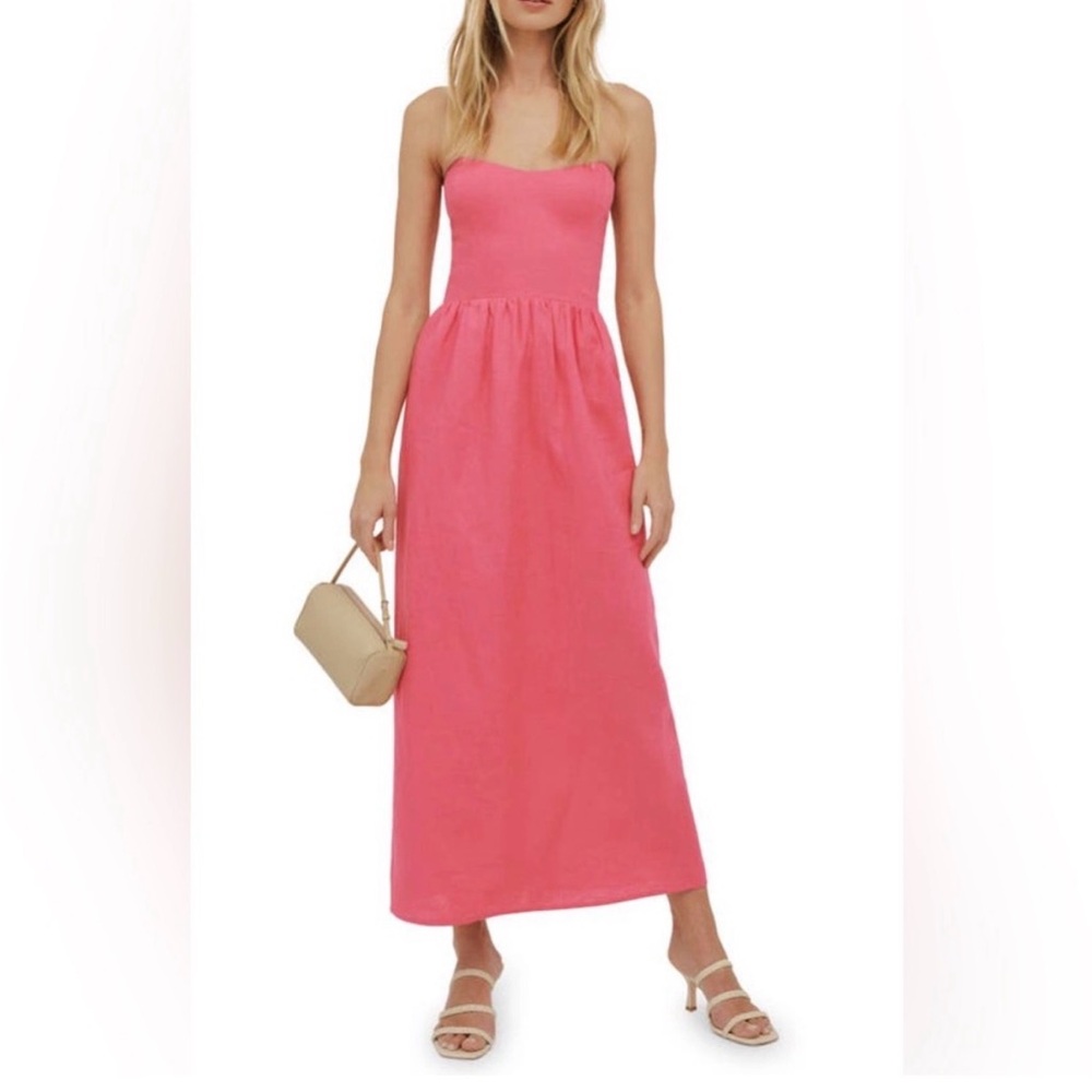 Reformation Fettuccine Sweetheart Strapless Dress Snapdragon